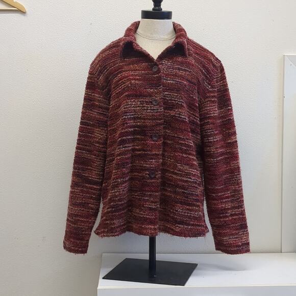 Coldwater Creek multi colored tweed button down jacket size Large - Picture 1 of 5